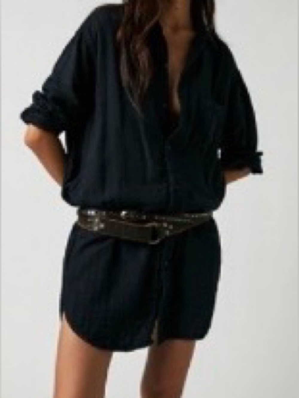 Free People x CP Shades Navy Cotton Oversized Tunic Shirt – Size L